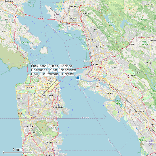 Map of Oakland Outer Harbor Entrance, San Francisco Bay, California Current Prediction Station