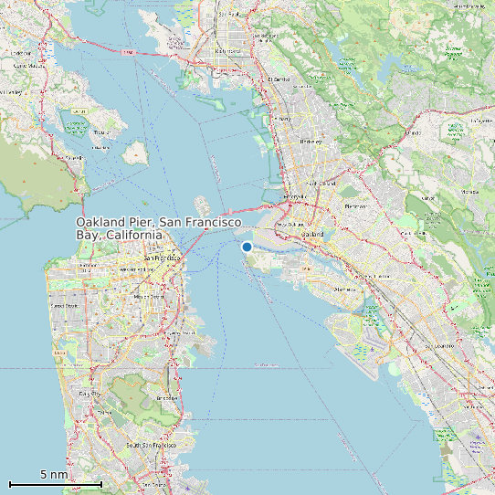 Map of Oakland Pier, San Francisco Bay, California Tide Prediction Station