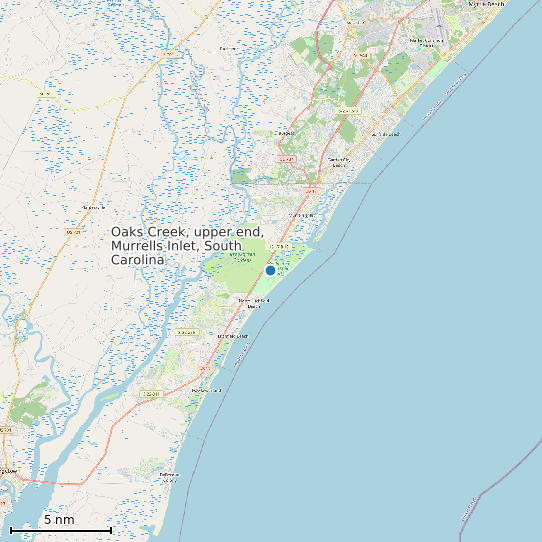 Map of Oaks Creek, upper end, Murrells Inlet, South Carolina Tide Prediction Station