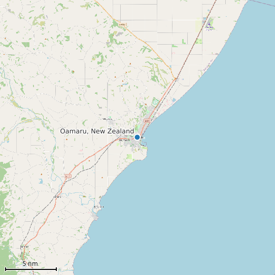 Map of Oamaru, New Zealand Tide Prediction Station