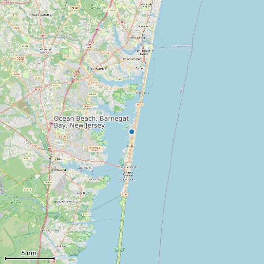 Map of Ocean Beach, Barnegat Bay, New Jersey Tide Prediction Station