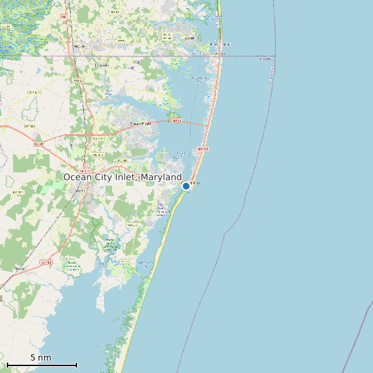 Map of Ocean City Inlet, Maryland Tide Prediction Station