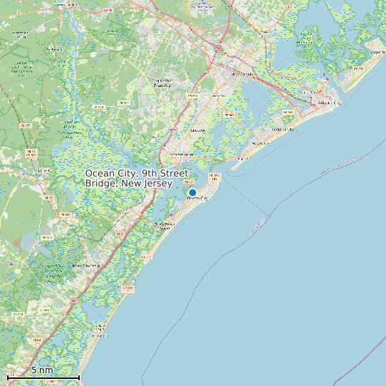 Map of Ocean City, 9th Street Bridge, New Jersey Tide Prediction Station