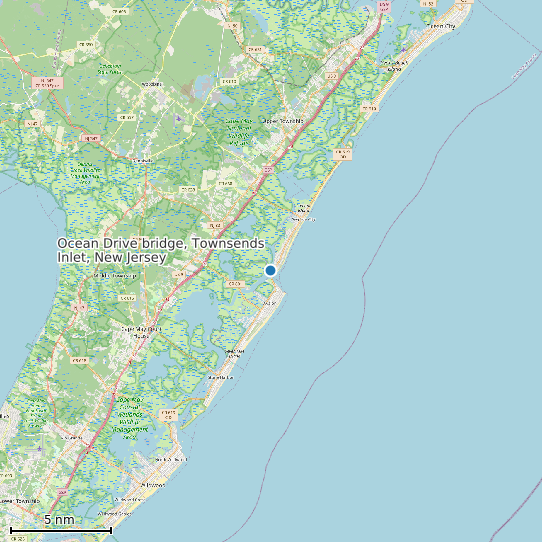 Map of Ocean Drive bridge, Townsends Inlet, New Jersey Tide Prediction Station