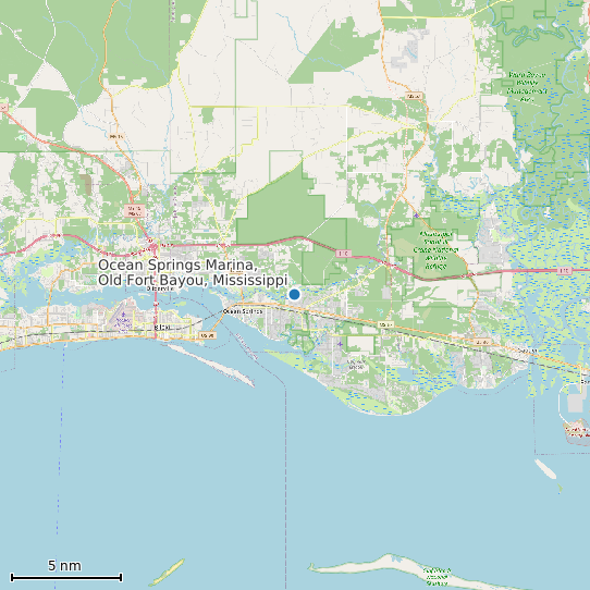 Map of Ocean Springs Marina, Old Fort Bayou, Mississippi Tide Prediction Station