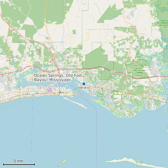 Map of Ocean Springs, Old Fort Bayou, Mississippi Tide Prediction Station