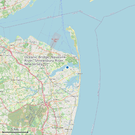 Map of Oceanic Bridge, Navesink River, Shrewsbury River, New Jersey Tide Prediction Station