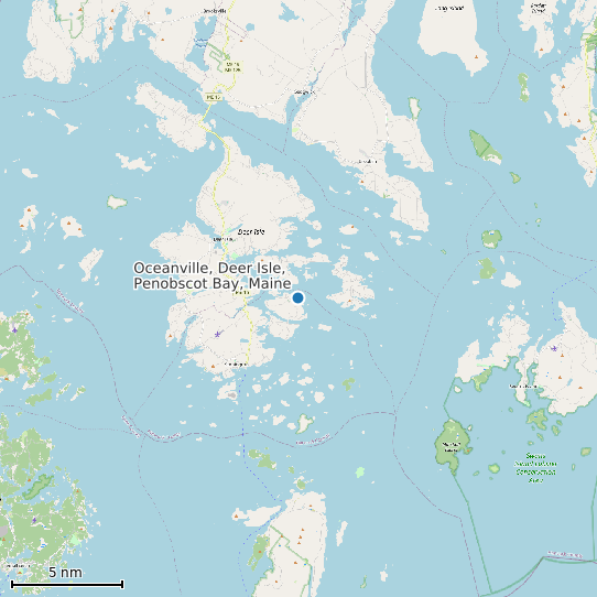 Map of Oceanville, Deer Isle, Penobscot Bay, Maine Tide Prediction Station