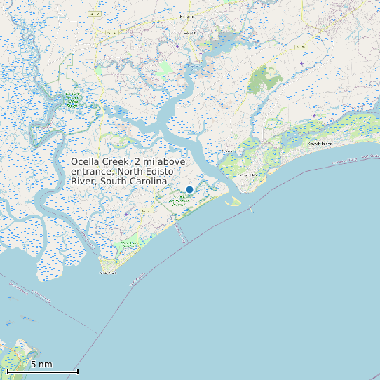 Map of Ocella Creek, 2 mi above entrance, North Edisto River, South Carolina Tide Prediction Station