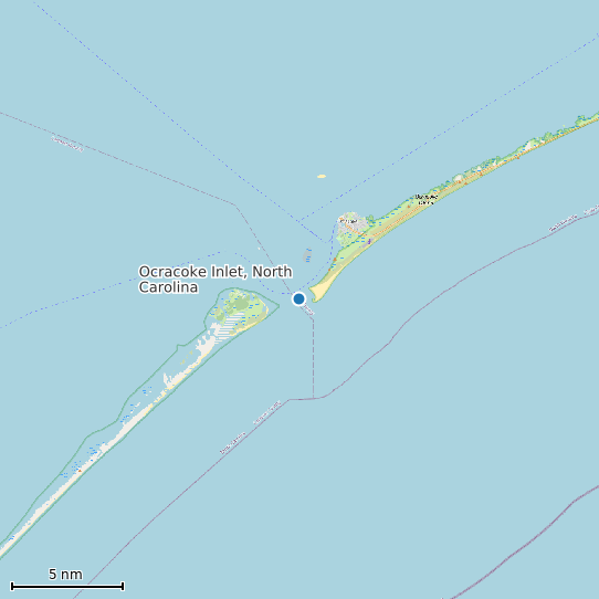 Map of Ocracoke Inlet, North Carolina Tide Prediction Station