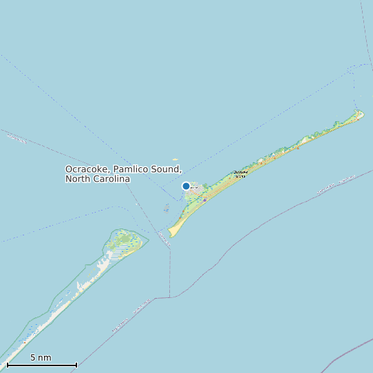 Map of Ocracoke, Pamlico Sound, North Carolina Tide Prediction Station