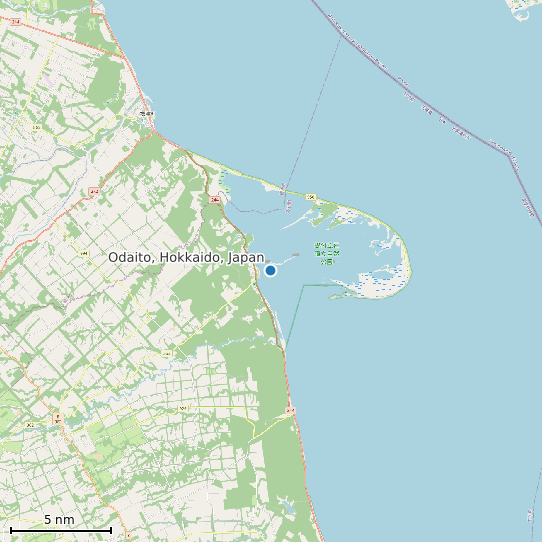Map of Odaito, Hokkaido, Japan Tide Prediction Station