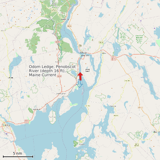 Map of Odom Ledge, Penobscot River (depth 16 ft), Maine Current Prediction Station