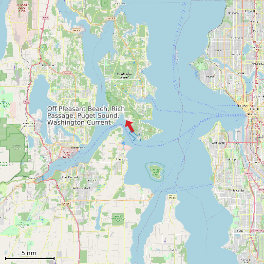 Map of Off Pleasant Beach, Rich Passage, Puget Sound, Washington Current Prediction Station