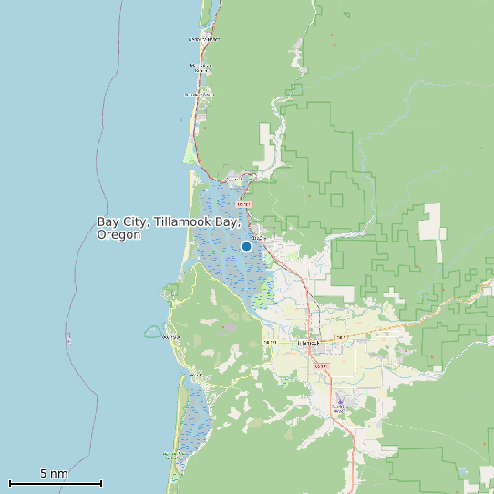 Map of Bay City, Tillamook Bay, Oregon Tide Prediction Station