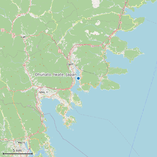 Map of Ohunato, Iwate, Japan Tide Prediction Station