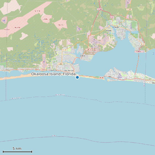 Map of Okaloosa Island, Florida Tide Prediction Station