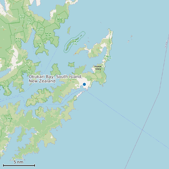 Map of Okukari Bay, South Island, New Zealand Tide Prediction Station