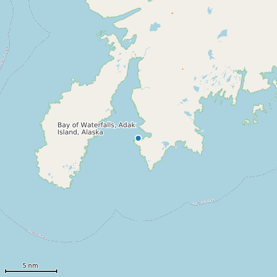 Map of Bay of Waterfalls, Adak Island, Alaska Tide Prediction Station