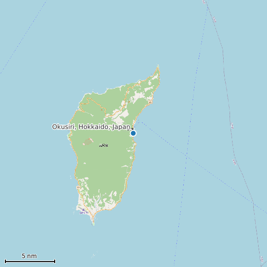 Map of Okusiri, Hokkaido, Japan Tide Prediction Station