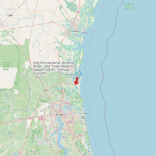Old Fernandina, Amelia River, Old Town Reach (depth 24 ft), Florida Current map