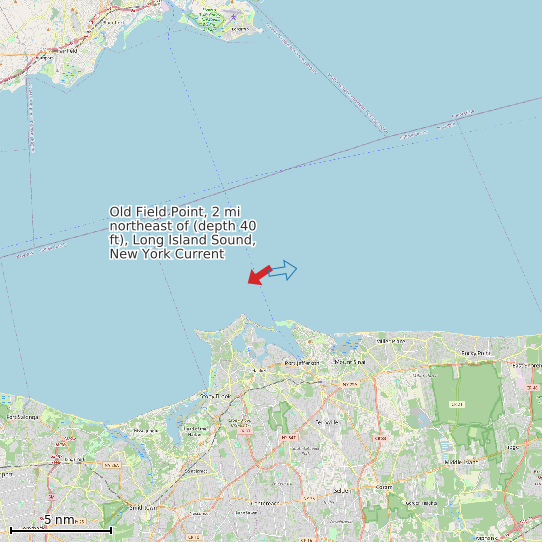 Map of Old Field Point, 2 mi northeast of (depth 40 ft), Long Island Sound, New York Current Prediction Station