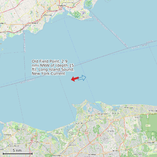Map of Old Field Point, 2.9 nmi NNW of (depth 15 ft), Long Island Sound, New York Current Prediction Station