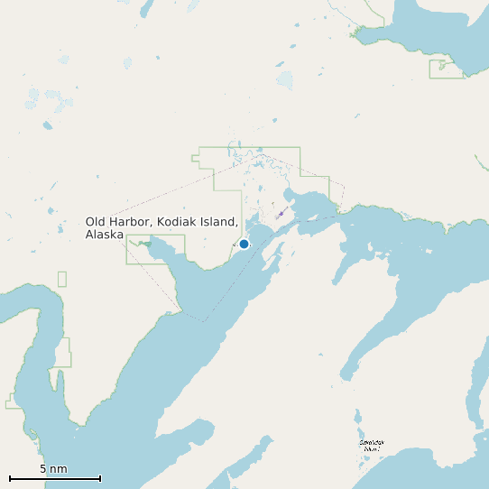 Map of Old Harbor, Kodiak Island, Alaska Tide Prediction Station