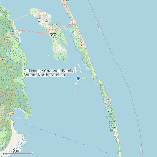 Map of Old House Channel, Pamlico Sound, North Carolina Tide Prediction Station