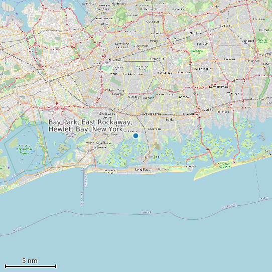 Map of Bay Park, East Rockaway, Hewlett Bay, New York Tide Prediction Station