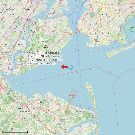 Map of Old Orchard Shoal Lt., 1.2 mi ENE of, Lower Bay, New York Harbor, New York Current Prediction Station