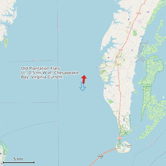 Map of Old Plantation Flats Lt., 0.5 mi W of, Chesapeake Bay, Virginia Current Prediction Station