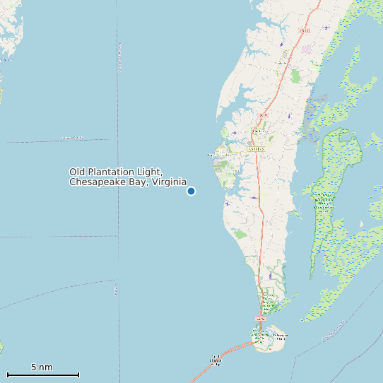 Map of Old Plantation Light, Chesapeake Bay, Virginia Tide Prediction Station