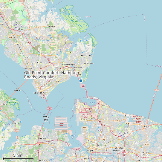 Map of Old Point Comfort, Hampton Roads, Virginia Tide Prediction Station