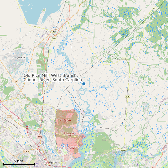 Map of Old Rice Mill, West Branch, Cooper River, South Carolina Tide Prediction Station
