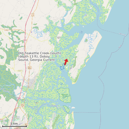 Map of Old Teakettle Creek (south) (depth 13 ft), Doboy Sound, Georgia Current Prediction Station