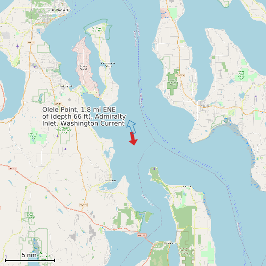 Map of Olele Point, 1.8 mi ENE of (depth 66 ft), Admiralty Inlet, Washington Current Prediction Station