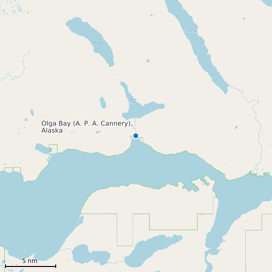 Map of Olga Bay (A. P. A. Cannery), Alaska Tide Prediction Station