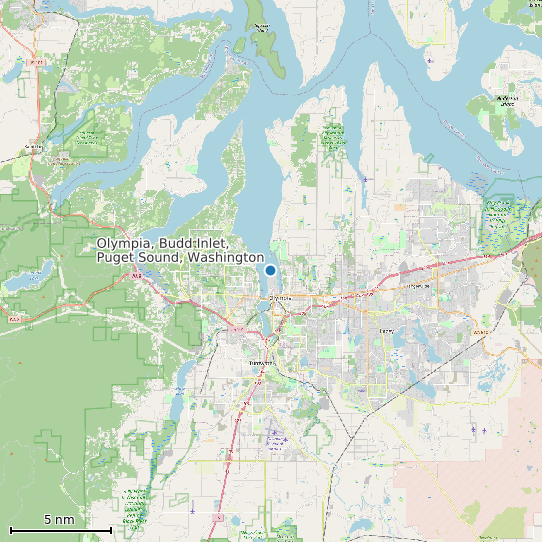 Map of Olympia, Budd Inlet, Puget Sound, Washington Tide Prediction Station