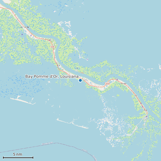 Map of Bay Pomme d'Or, Louisiana Tide Prediction Station