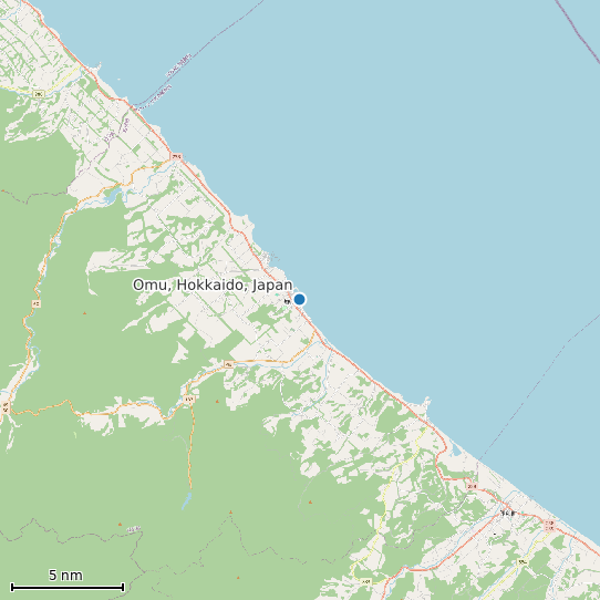 Map of Omu, Hokkaido, Japan Tide Prediction Station