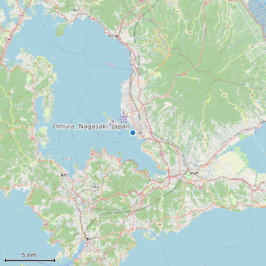 Map of Omura, Nagasaki, Japan Tide Prediction Station