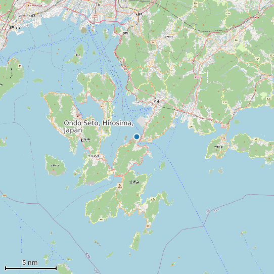 Map of Ondo Seto, Hirosima, Japan Tide Prediction Station