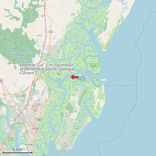 Map of Onemile Cut, 1 mi southeast of, Altamaha Sound, Georgia Current Prediction Station