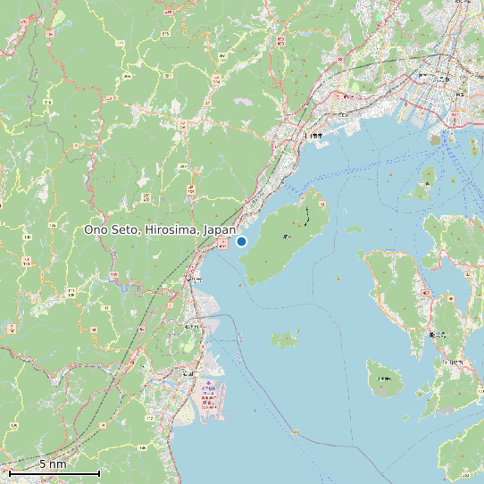 Map of Ono Seto, Hirosima, Japan Tide Prediction Station