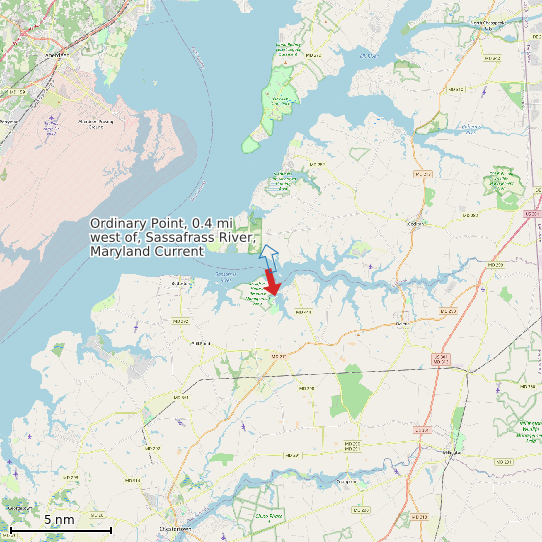 Map of Ordinary Point, 0.4 mi west of, Sassafrass River, Maryland Current Prediction Station