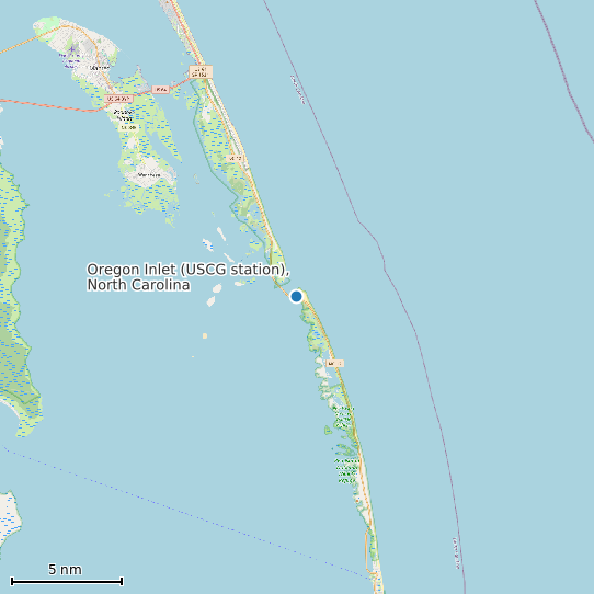 Map of Oregon Inlet (USCG station), North Carolina Tide Prediction Station