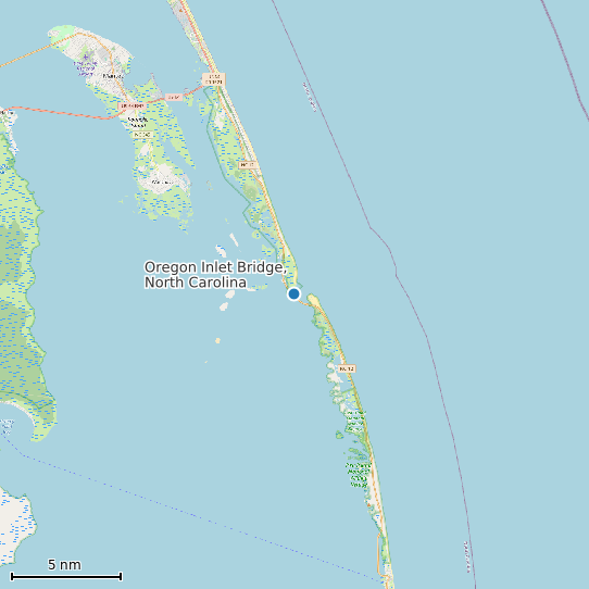Map of Oregon Inlet Bridge, North Carolina Tide Prediction Station