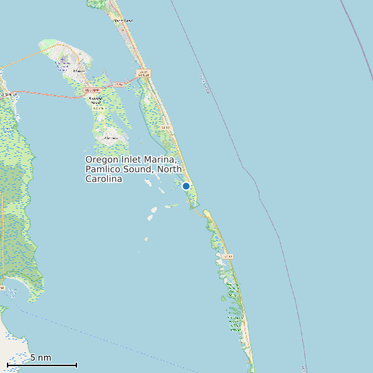 Map of Oregon Inlet Marina, Pamlico Sound, North Carolina Tide Prediction Station