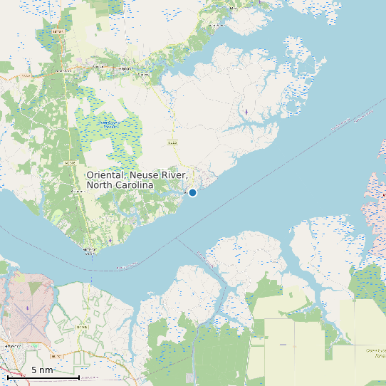 Map of Oriental, Neuse River, North Carolina Tide Prediction Station
